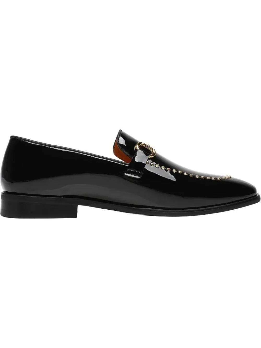 Men's Black Velvet Patent Leather Studded Loafers Wedding Prom Party Shoes